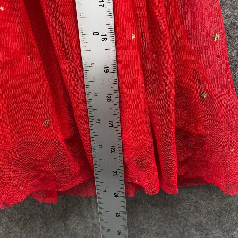 Hanna Andersson Girls 5T Red Holiday Dress Long Sleeve Tulle Gold Star Christmas